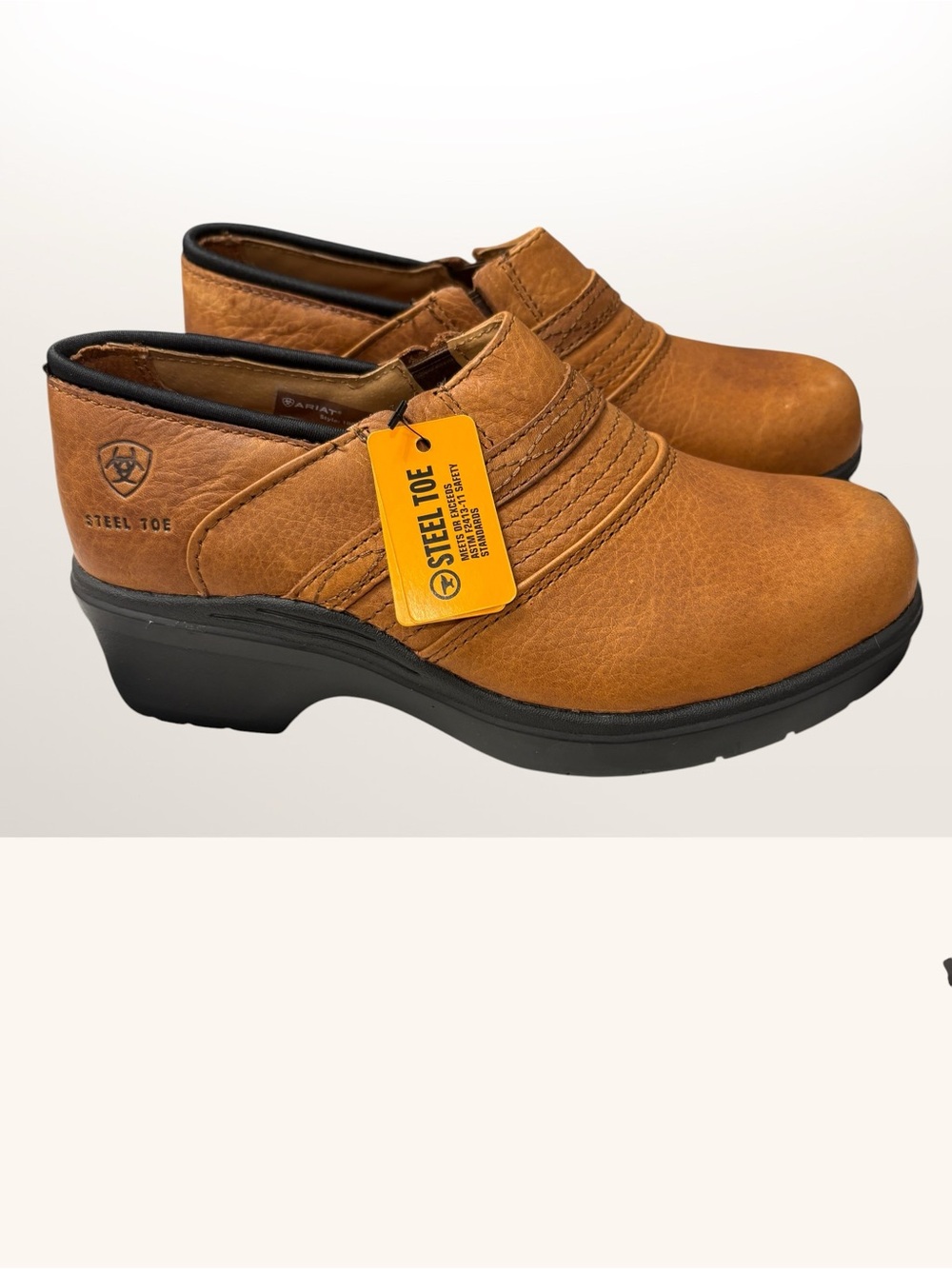Ariat Women's 6.5 Wide Steel Toe Safety Clogs Brown Leather Work Shoes NIB